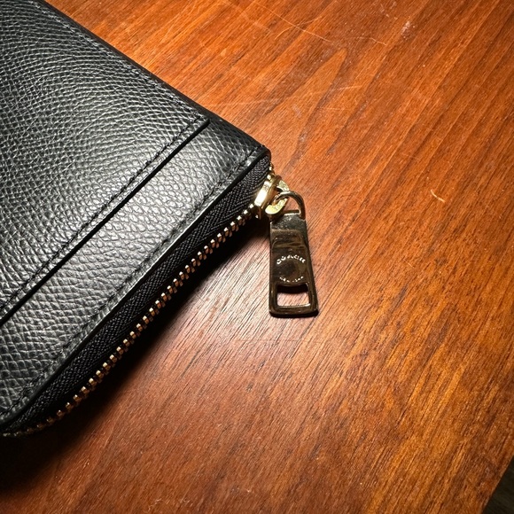 Coach Black Zip-Around Wallet with Pebbled Leather - Picture 4 of 5